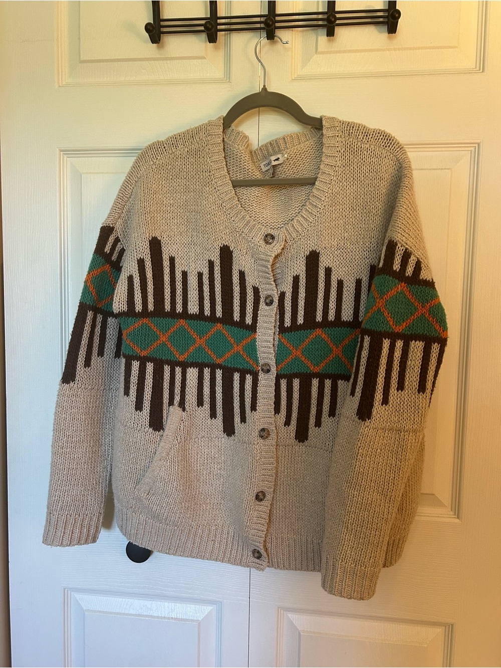 Toad&Co Wool Cardigan Sweater with Geometric Pattern